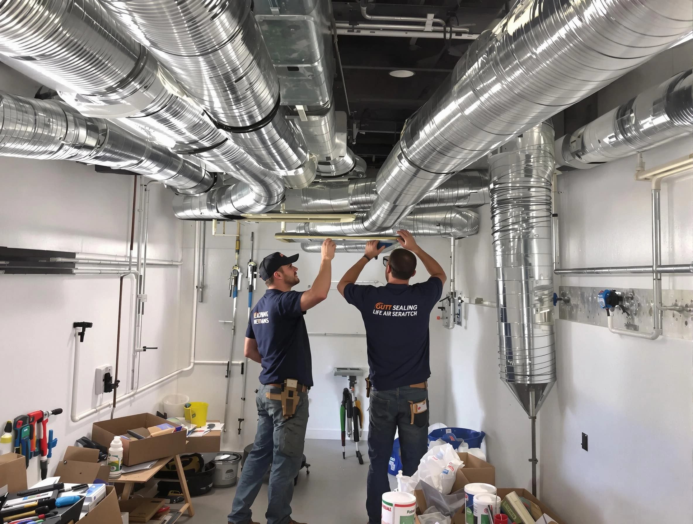 White Oak Air Duct Cleaning technician applying professional duct sealing solutions in White Oak