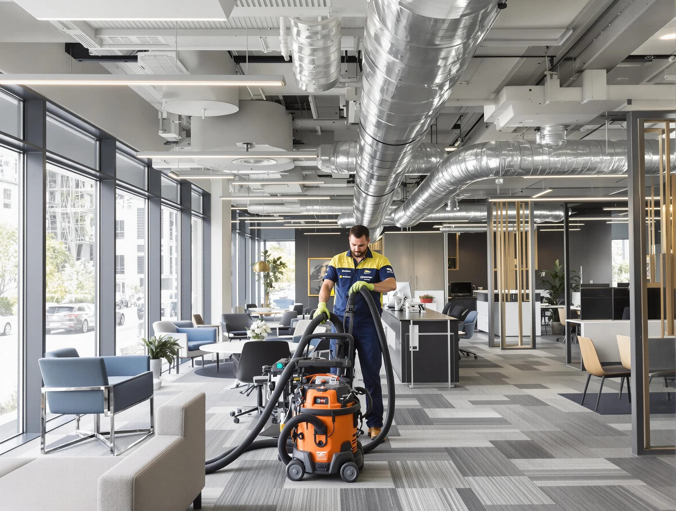 White Oak Air Duct Cleaning team performing thorough commercial duct cleaning at a White Oak business center