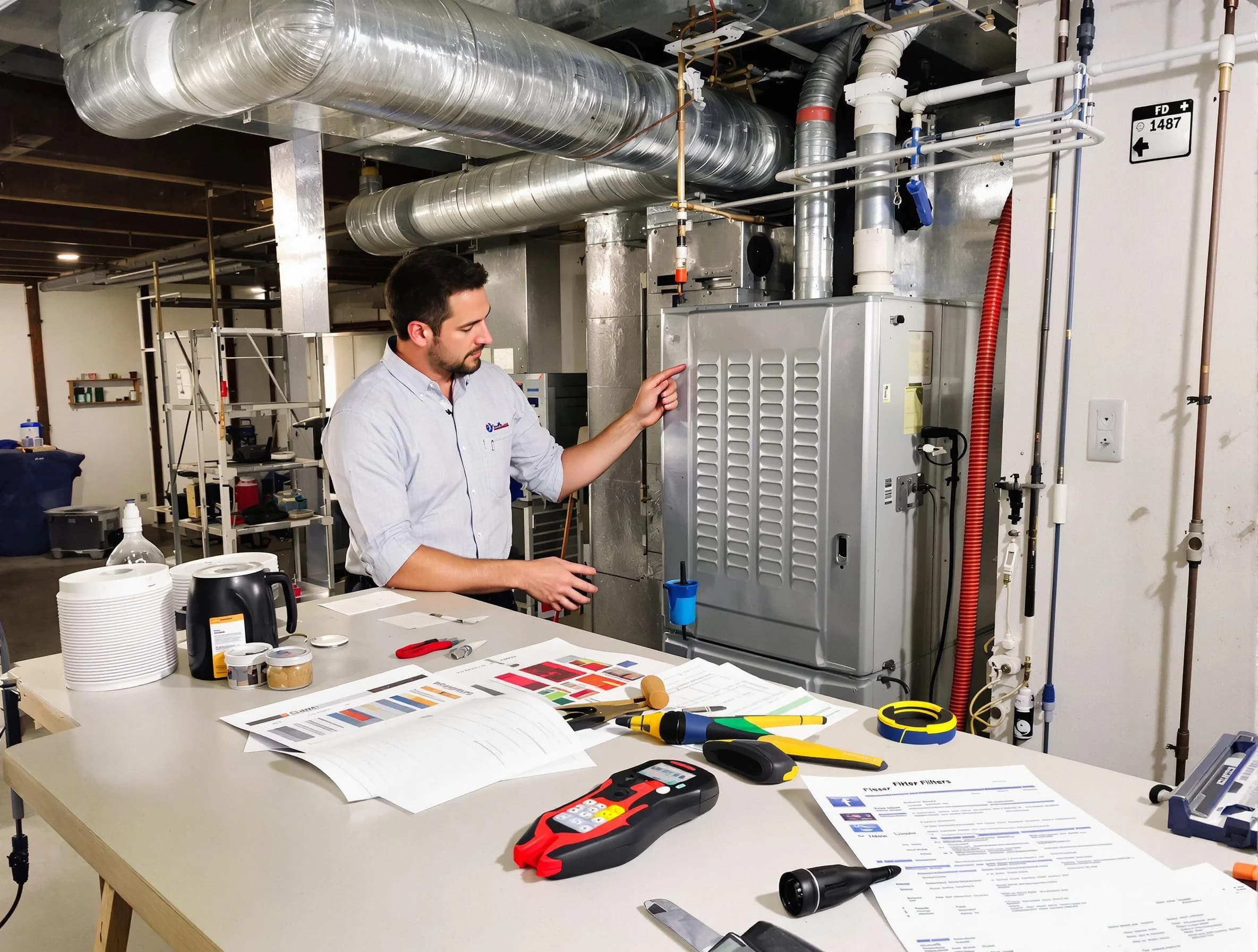 White Oak Air Duct Cleaning inspector conducting detailed filter system evaluation using professional diagnostic tools in White Oak