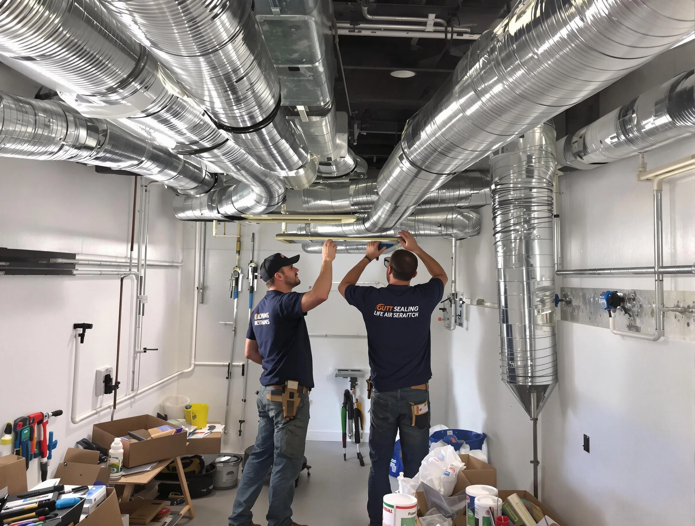 White Oak Air Duct Cleaning technician applying professional duct sealing solutions in White Oak